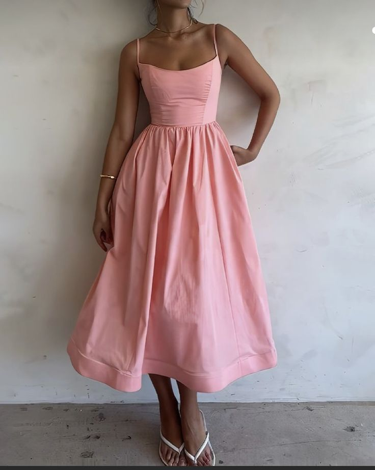 Pretty Spaghetti Straps Pink Satin Prom Dress A Line Birthday Dress