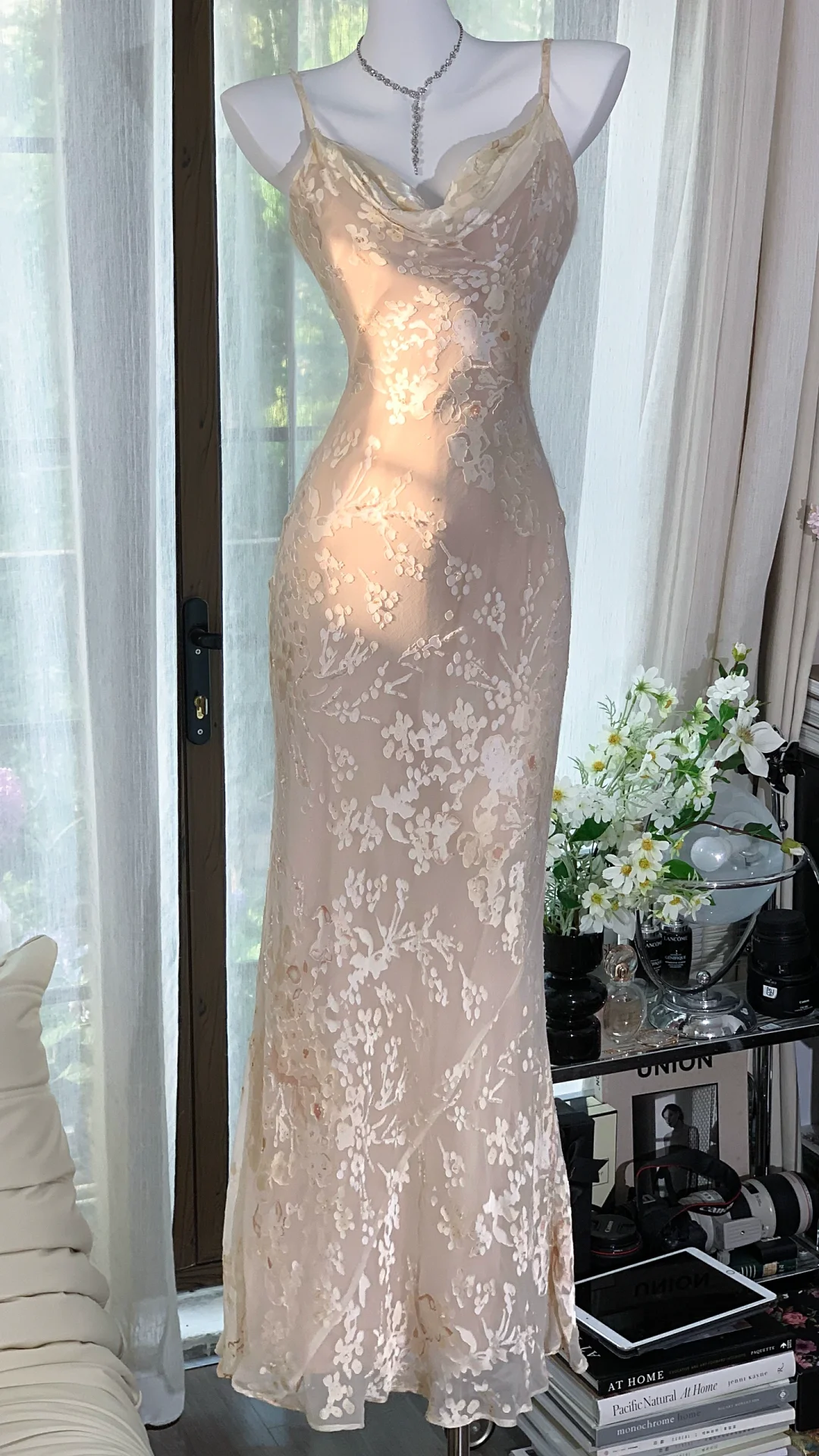 Charming Spaghetti Straps Chiffon Print Floral Mermaid Prom Dress Birthday Party Dress - FashionDia