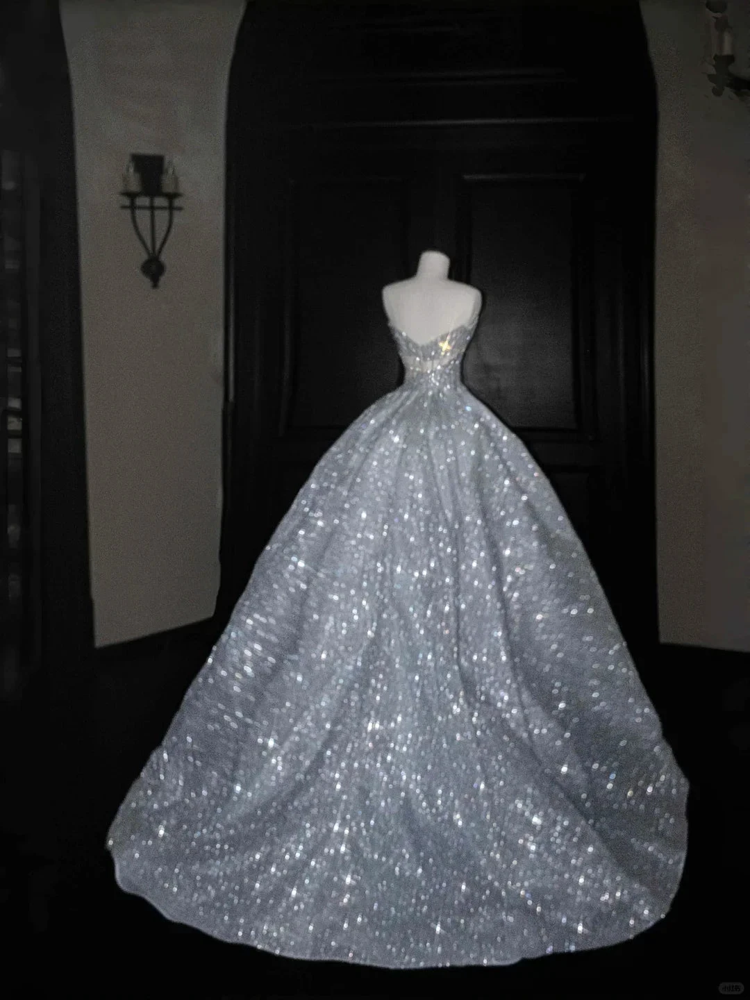 Glitter Strapless Blue Tulle Sequins A Line Prom Dress Evening Dress,Formal Wedding Dress (ZD13770)