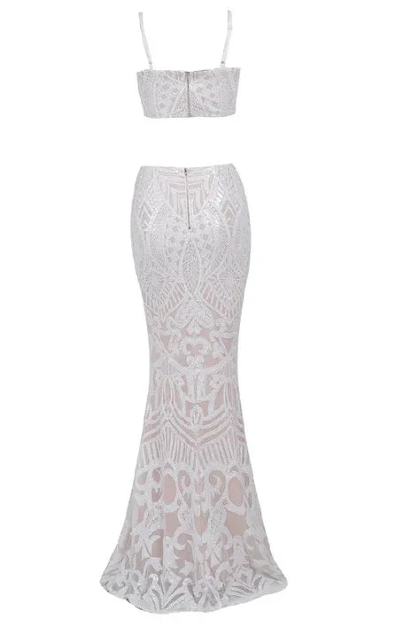 White Two Pieces Mermaid Wedding Dress Sexy Beach Wedding Dress (ZD13605)