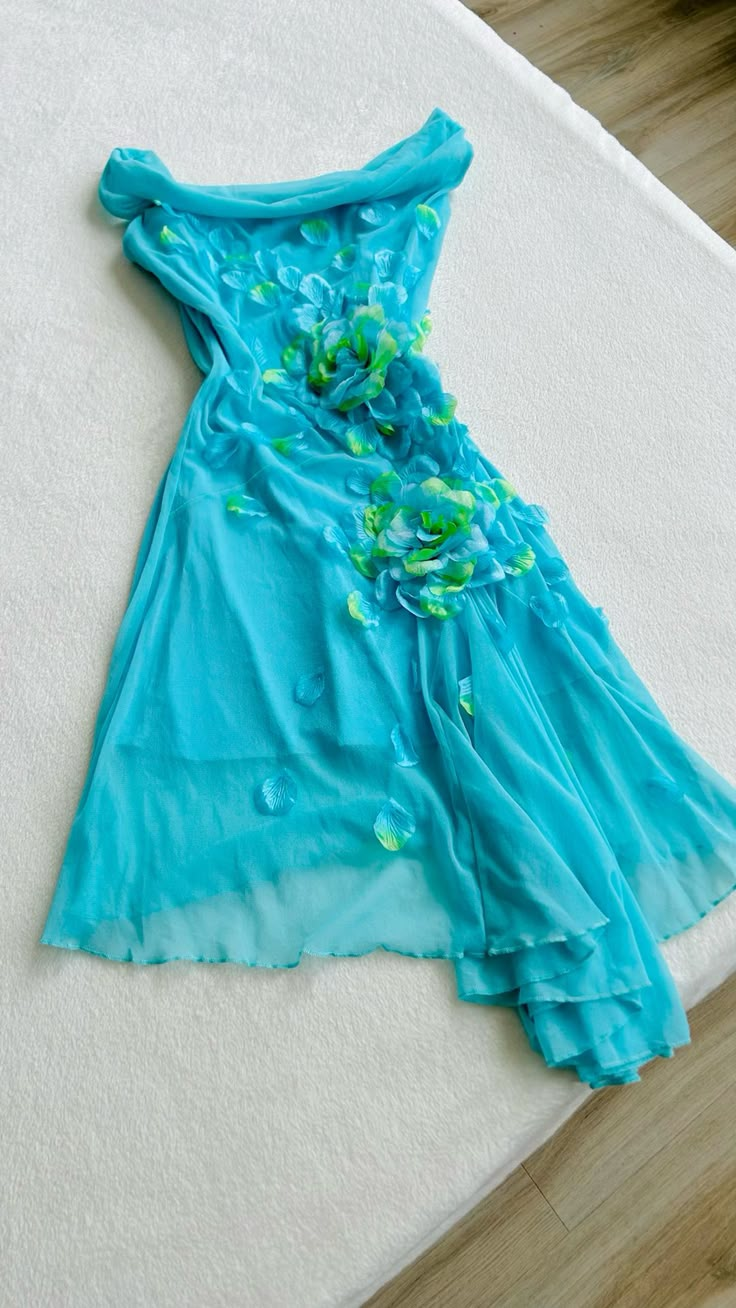 Classy Blue Chiffon Appliques Short Party Dress Formal Homecoming Dress - FashionDia