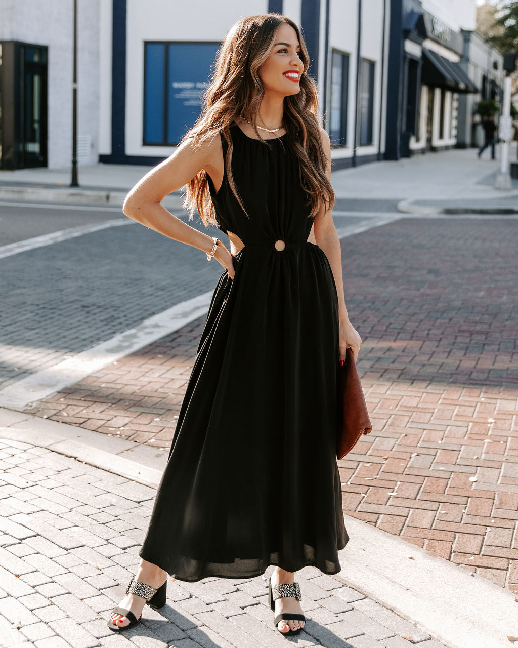 Bay Breeze Cutout Midi Dress Black