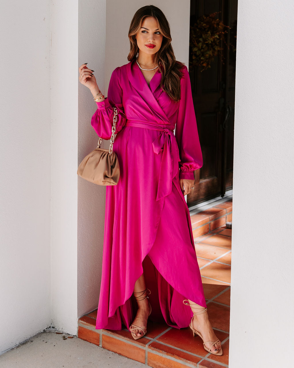 Always Memorable Satin Maxi Dress Magenta FINAL