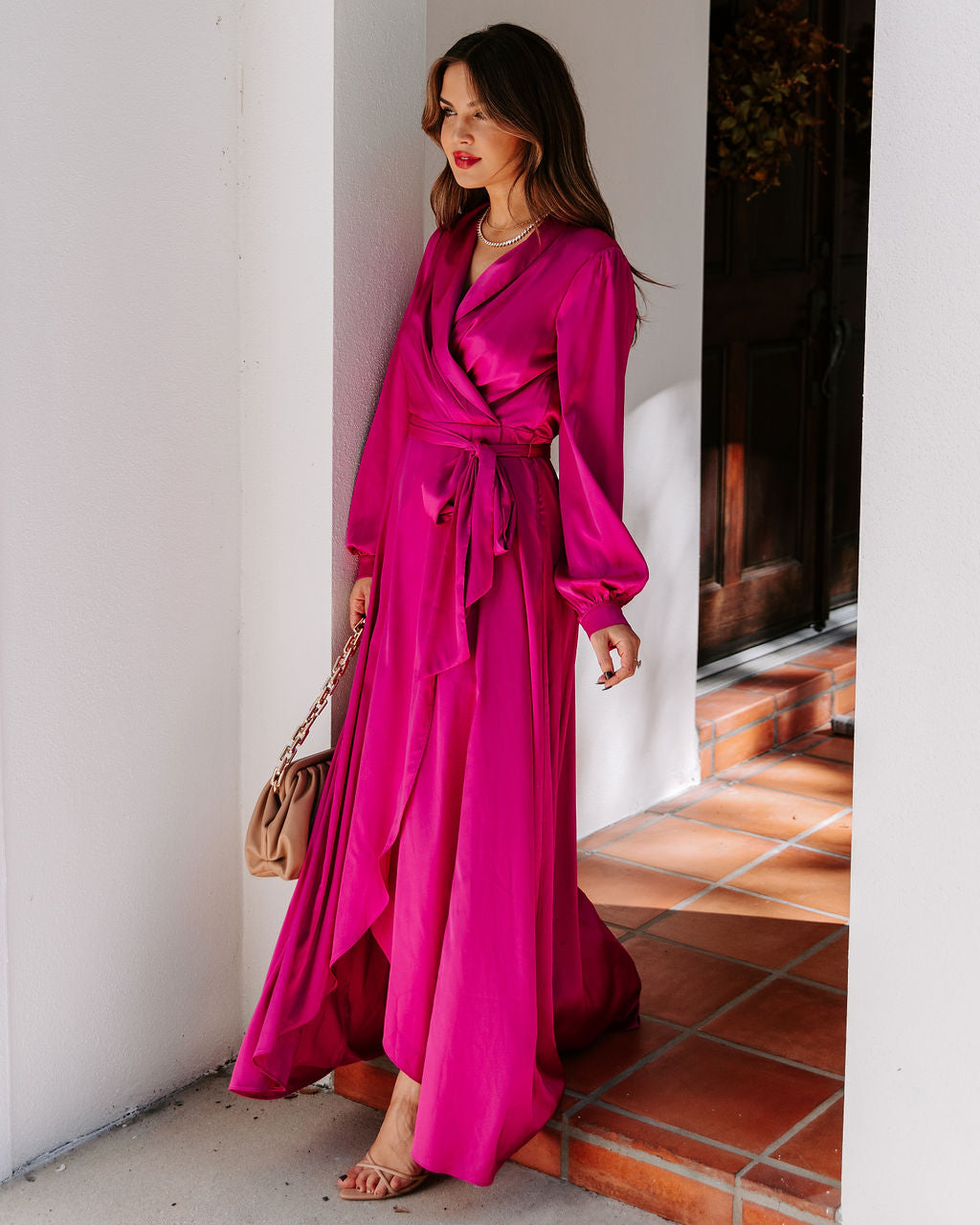 Always Memorable Satin Maxi Dress Magenta FINAL