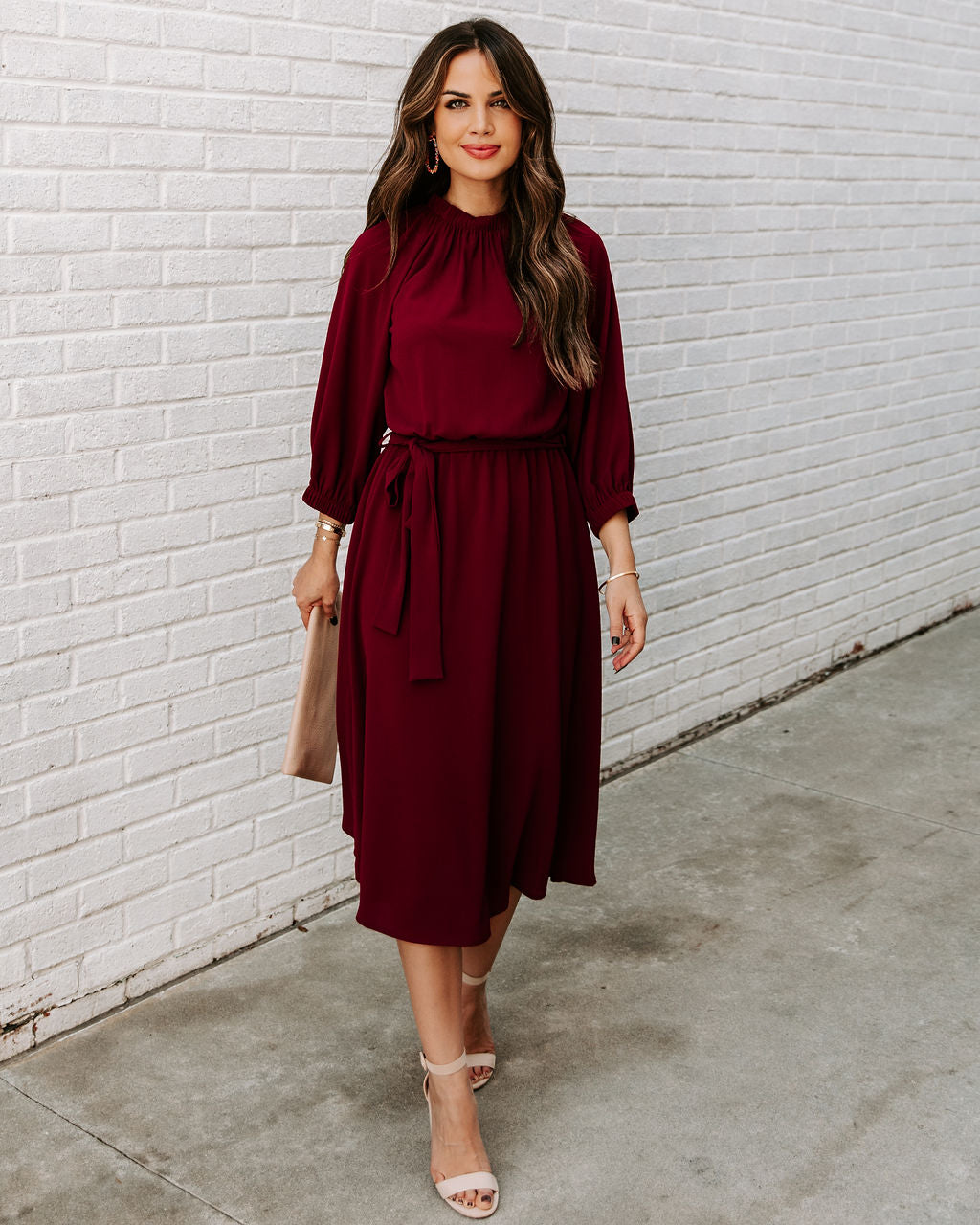 Woodhaven Tie Midi Dress Wine