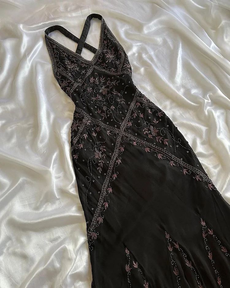 Luxurious Black Mermaid Chiffon Beaded Prom Dress Formal Evening Dress