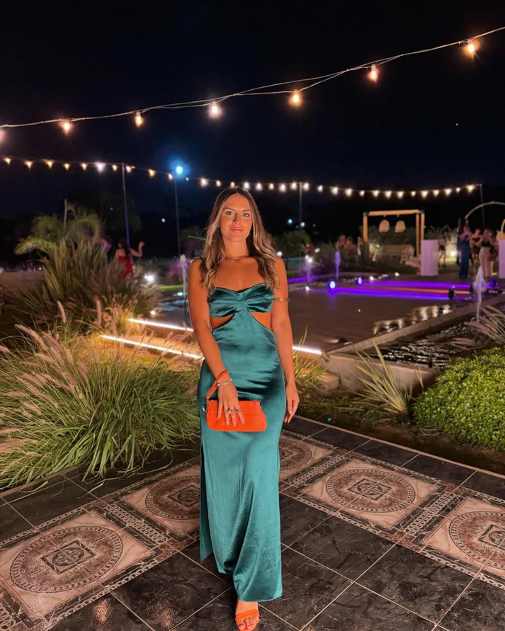 Vintage Green Sheath Side Slit Long Prom Dress Party Evening Dress - View 2 | FashionDia