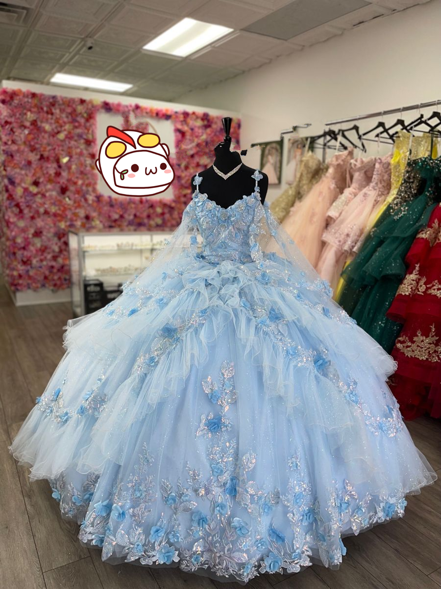 Baby Blue Tulle Appliques Quinceanera Dress,Baby Blue Ball Gown,Sweet 16 Dress ,Y2426 - VelvetHem