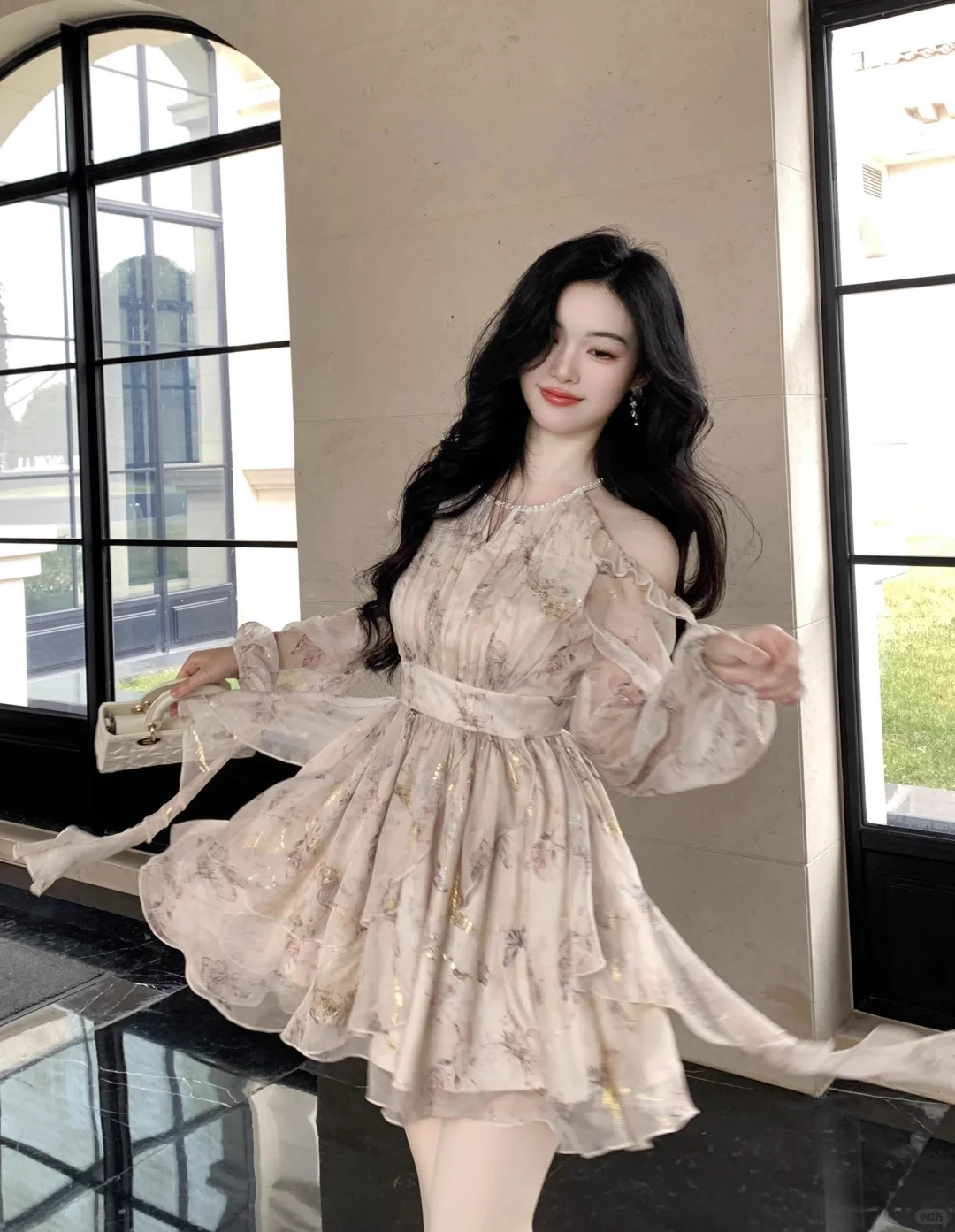 Pretty Chiffon Printed Floral Off The Shoulder Short Party Dress Formal 8th Grade Homecoming Dress
