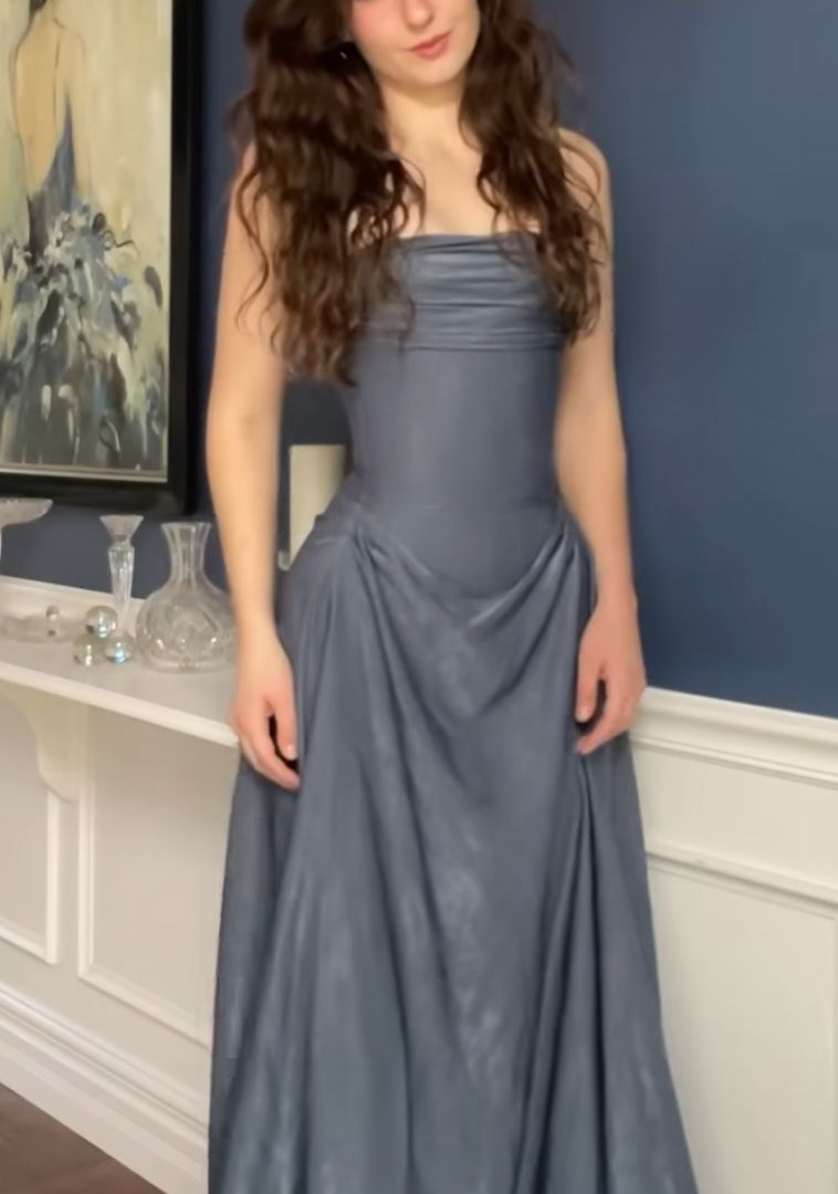 Fashion Strapless Satin Pleated Mermaid Long Prom Dress Birthday Party Dress - View 2 | FashionDia