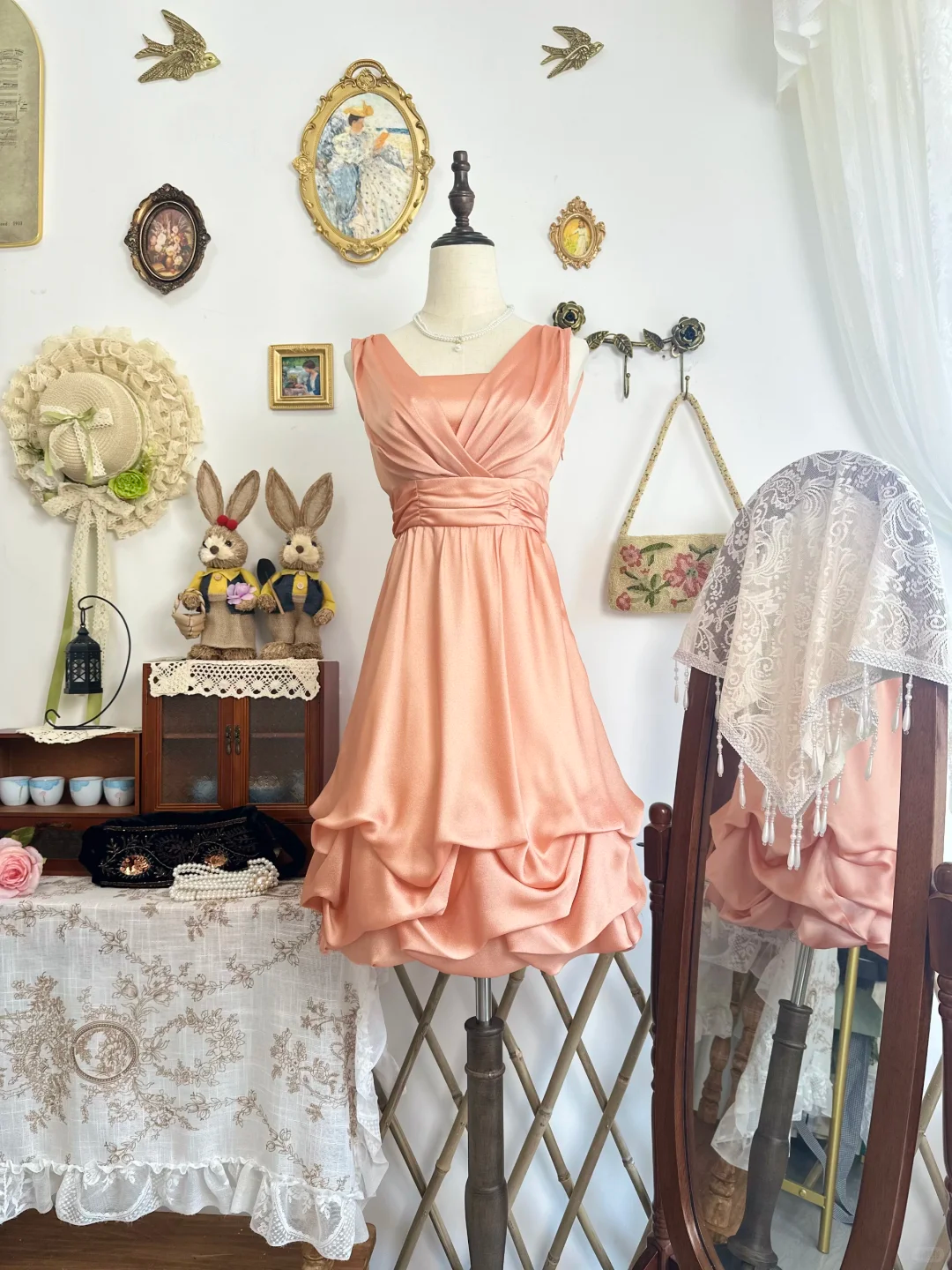 Simple Orange Satin Pleated Short Party Dress Formal Graduation Homecoming Dress