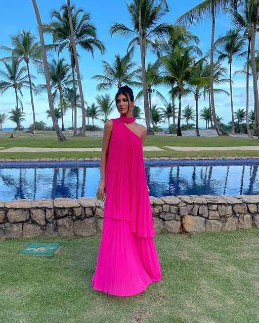 Elegant Long Pleated High Neck Evening Dresses A-Line Chiffon Formal Dress for Women