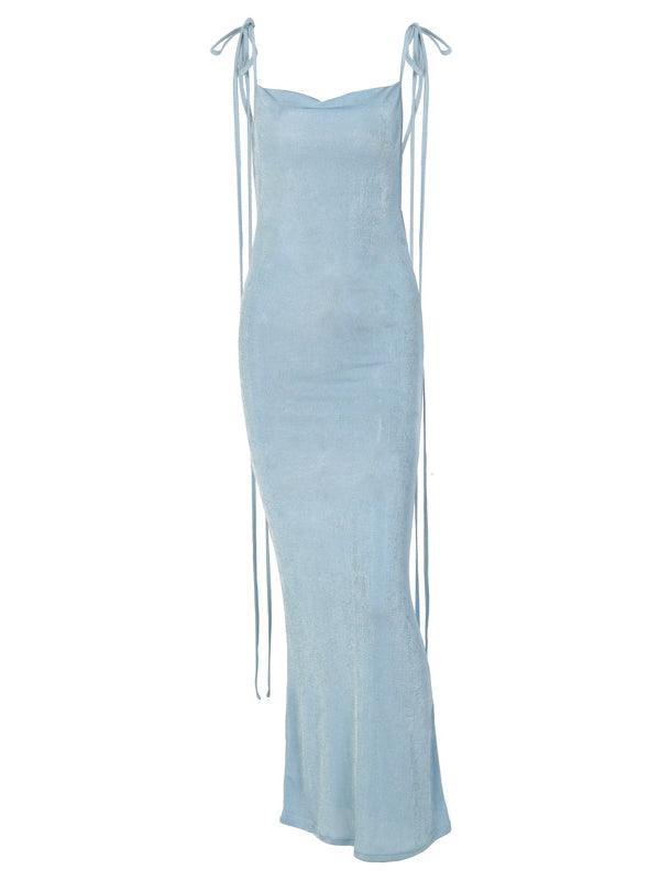 Egypt Backless Maxi Dress In Blue