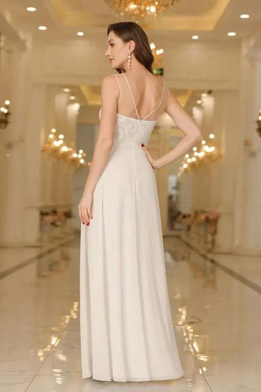 Elegant Chiffon Sleevless Evening Dress Scoop Neck Lace Apliques Bridesmaid Dress (ZD12867)