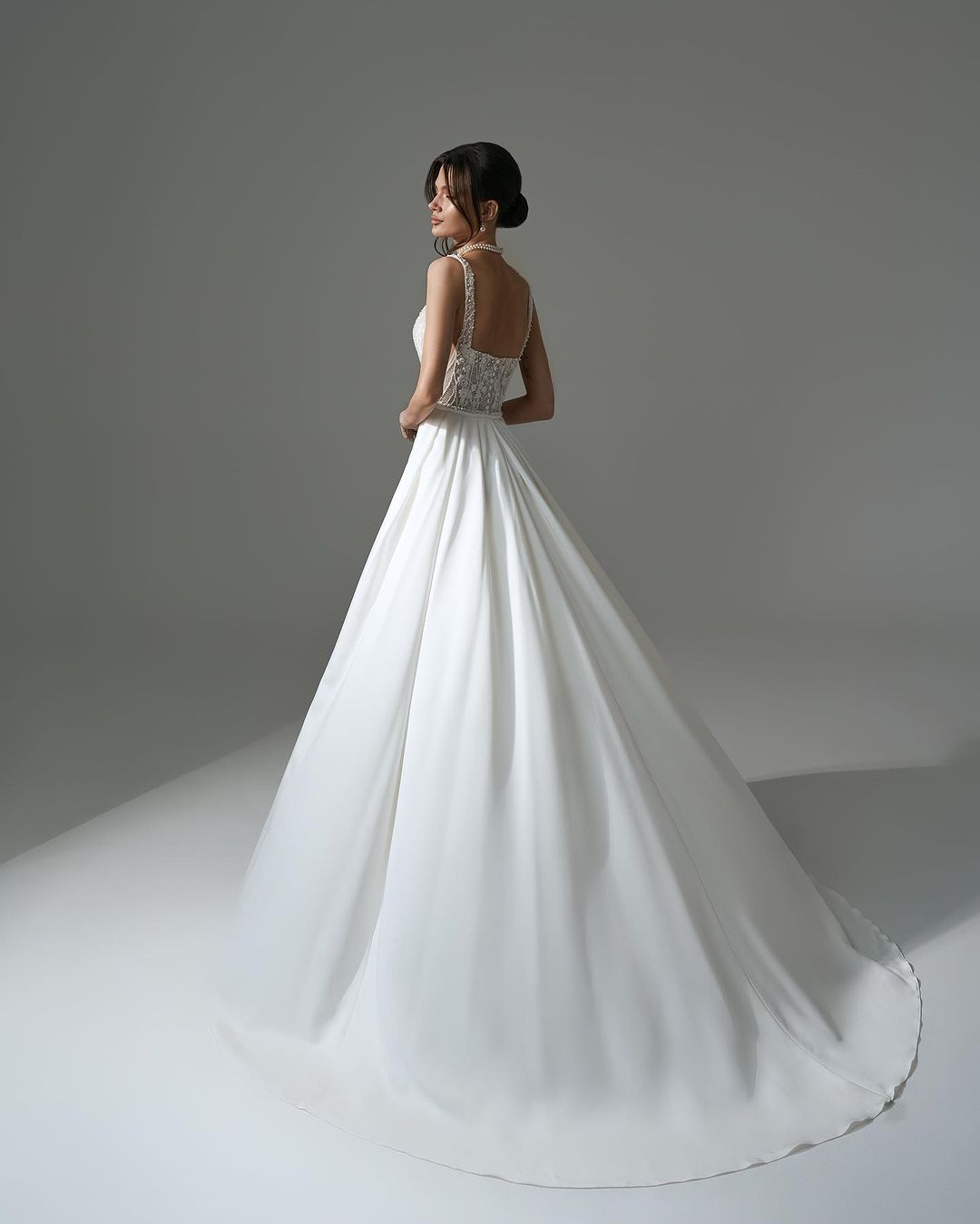 Sophisticated Long White A-line Beaded Lace Wedding Dress With Slit (ZD17477)