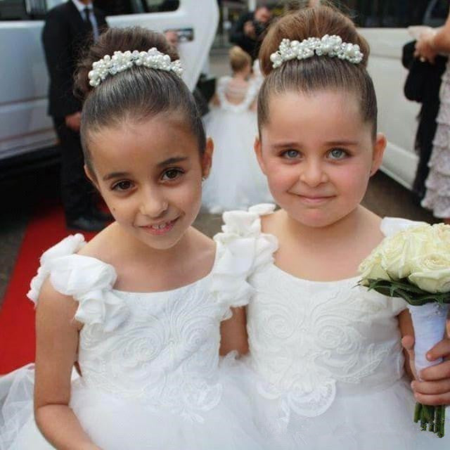 Elegant White Open Back Flower Girl Dresses | Sleeveless Flowers Tulle Pageant Dress