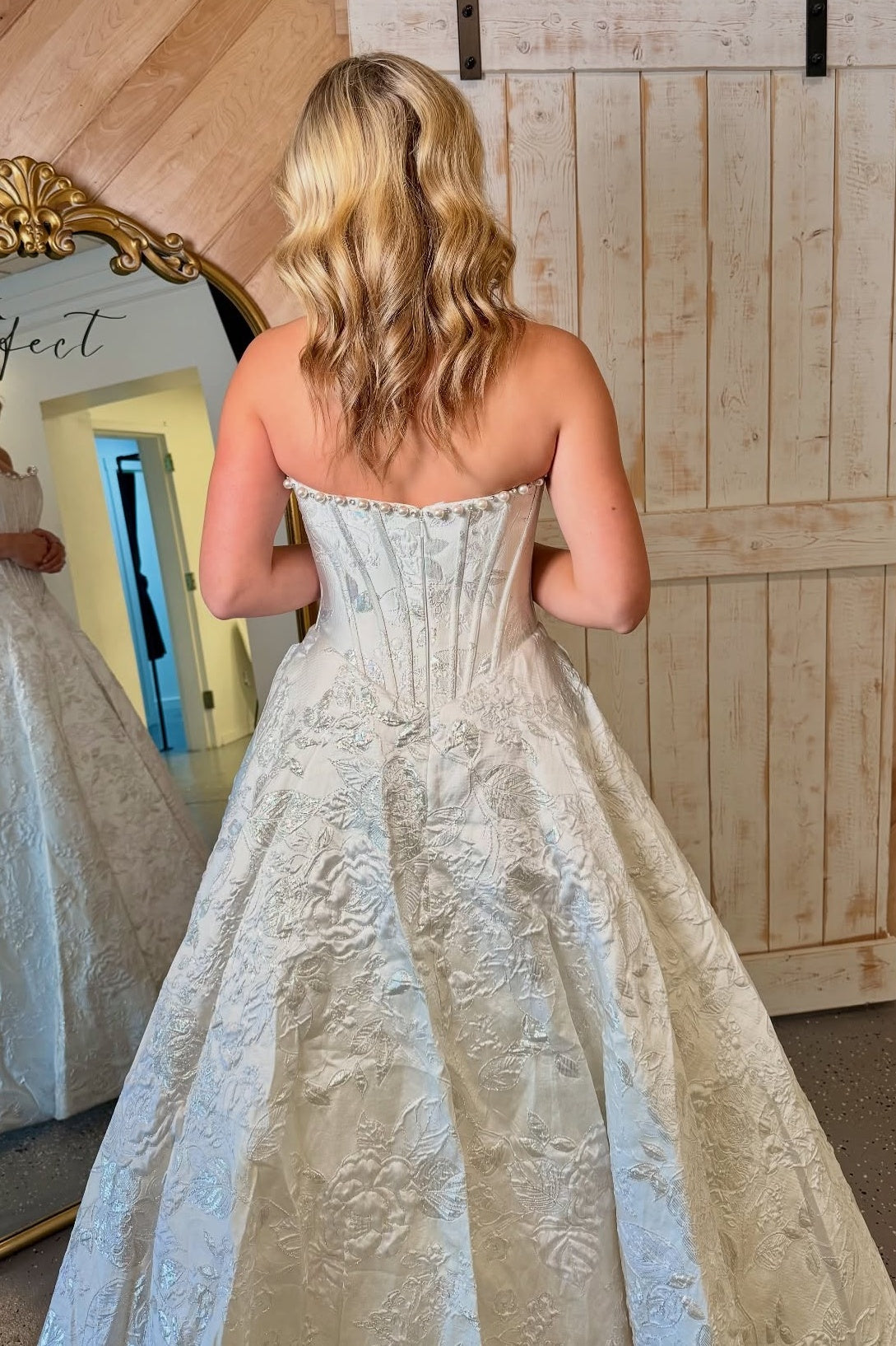 Elegant A Line Strapless White Corset Prom Dress with Pearls