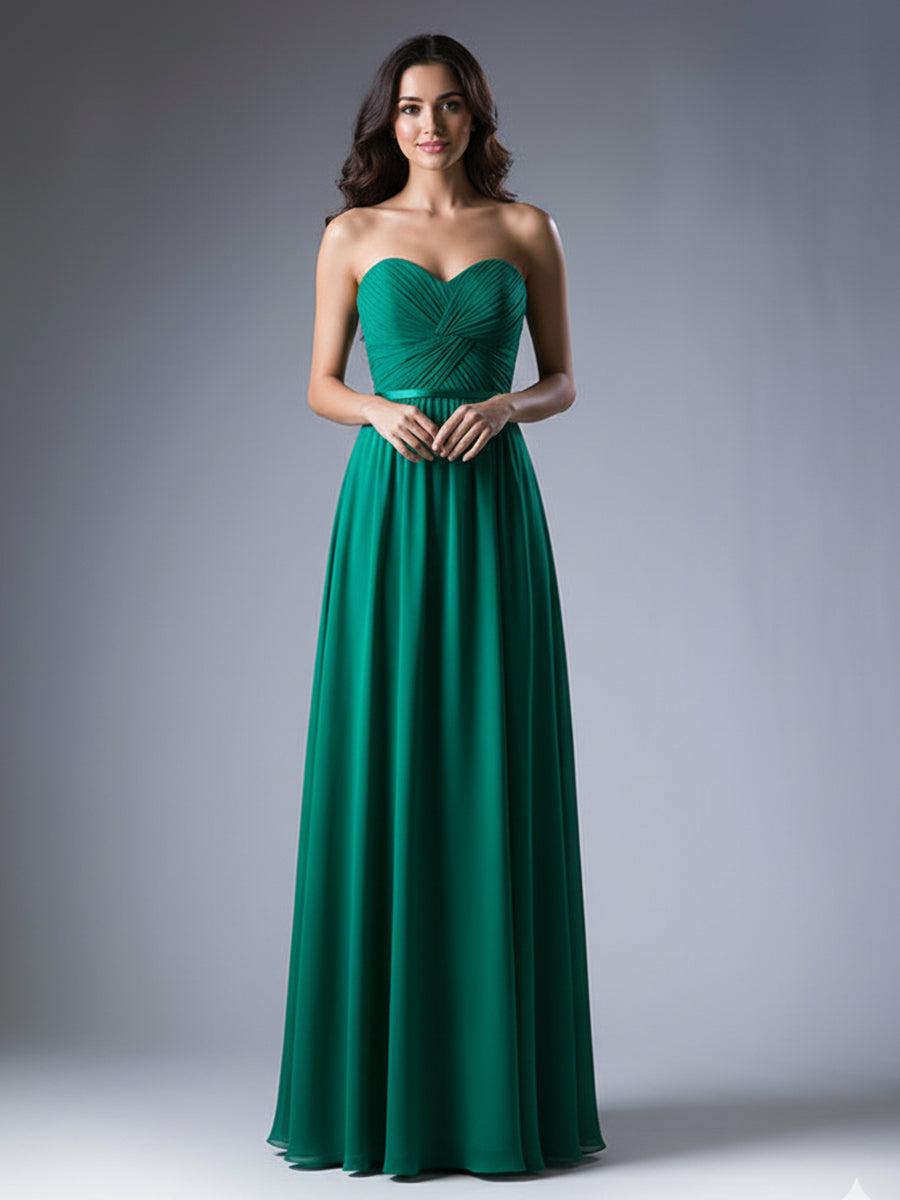 Elegant Floor-Length Chiffon Long Bridesmaid Dress - FashionDia