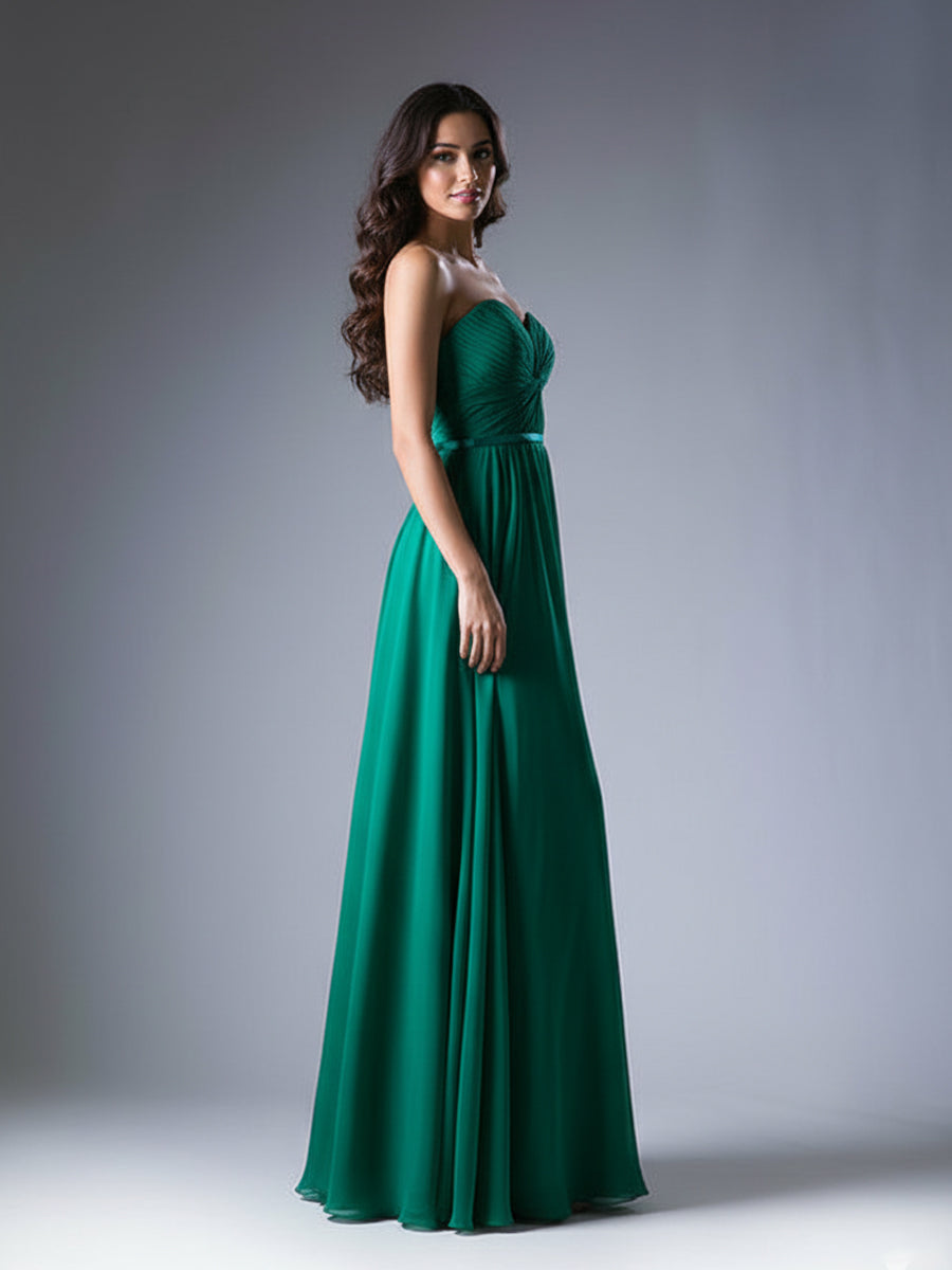 Elegant Floor-Length Chiffon Long Bridesmaid Dress - View 3 | FashionDia