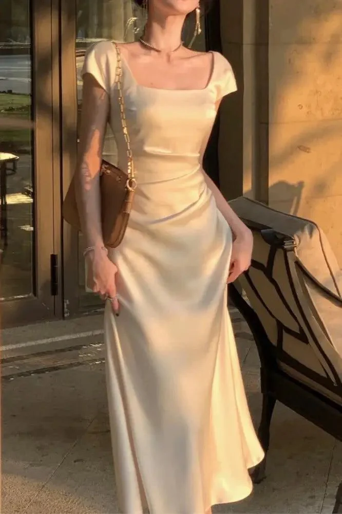Elegant Ivory Sheath Evening Dress Formal Party Dress