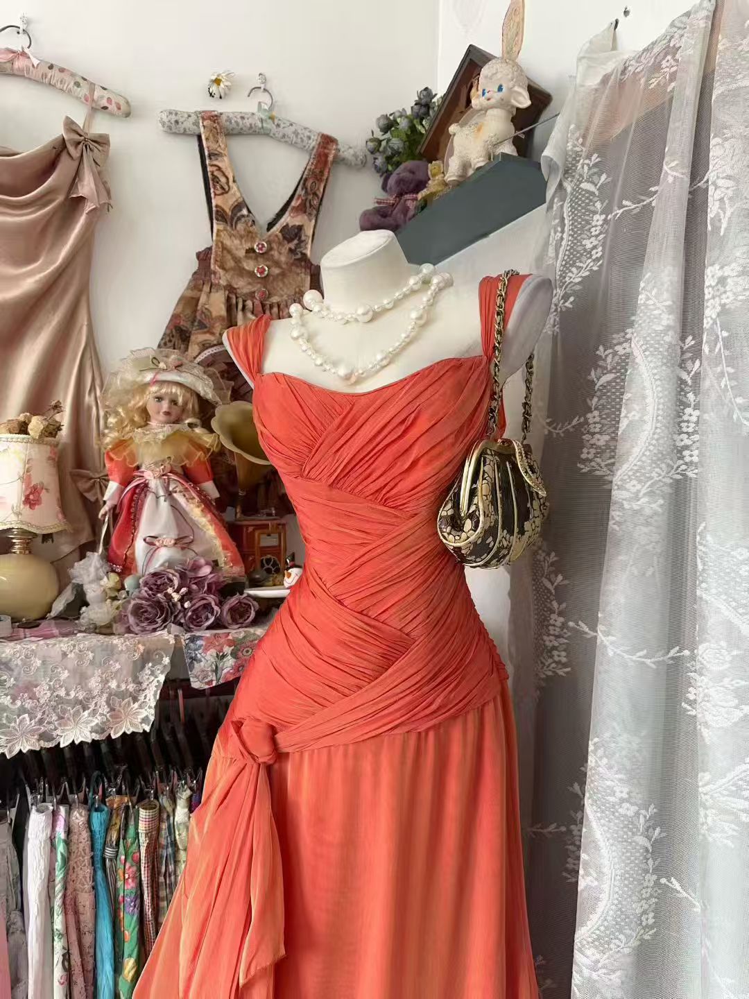 Elegant Orange Formal Prom Dress Sheath Evening Dress J10519