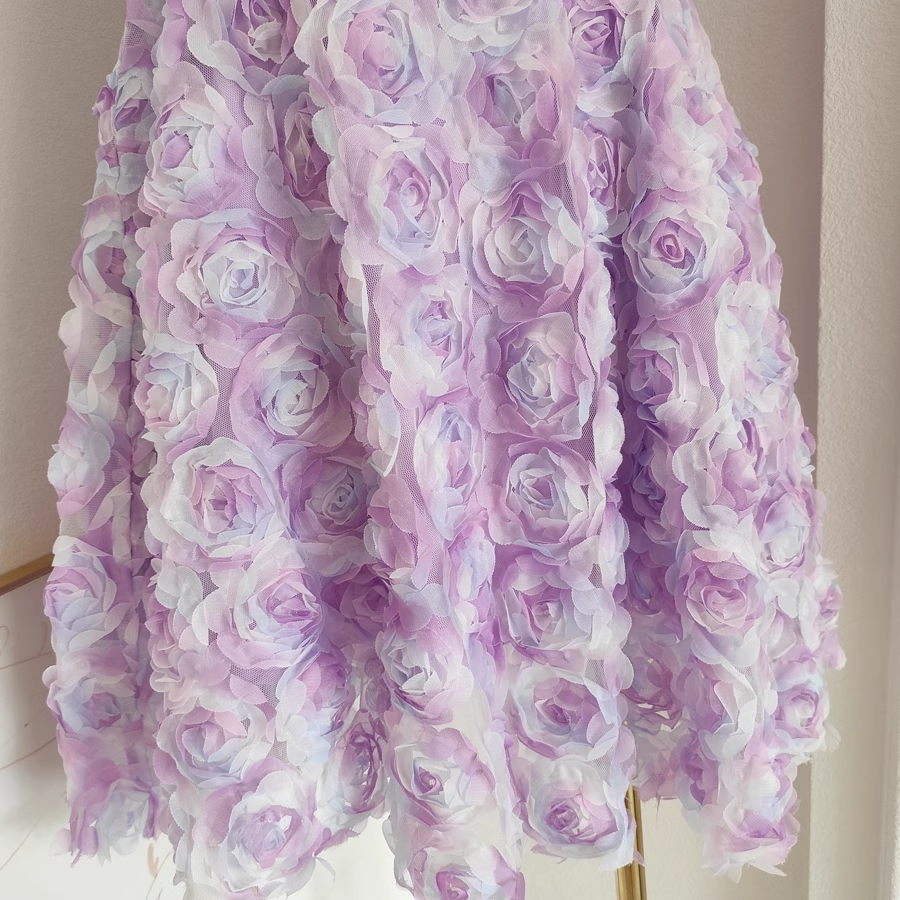 Sexy A-Line Sweetheart Lilac Lace Vacation Dresses Short Floral Birthday Outfits - View 3 | FashionDia