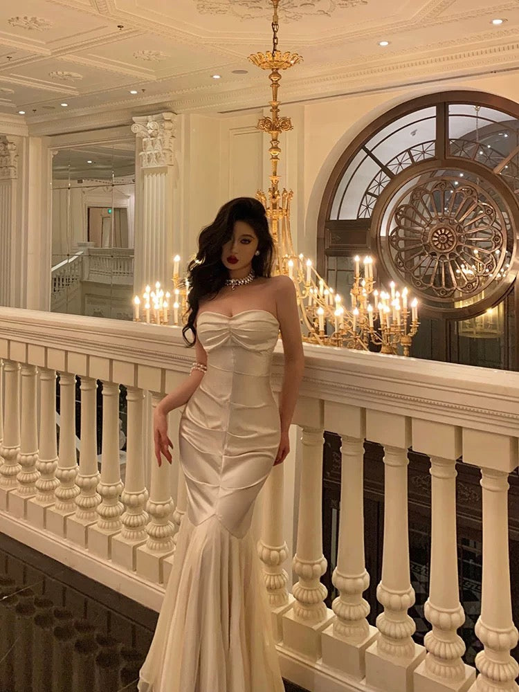 Chic Mermaid Sweetheart Long Ruffles Prom Dresses Birthday Dress
