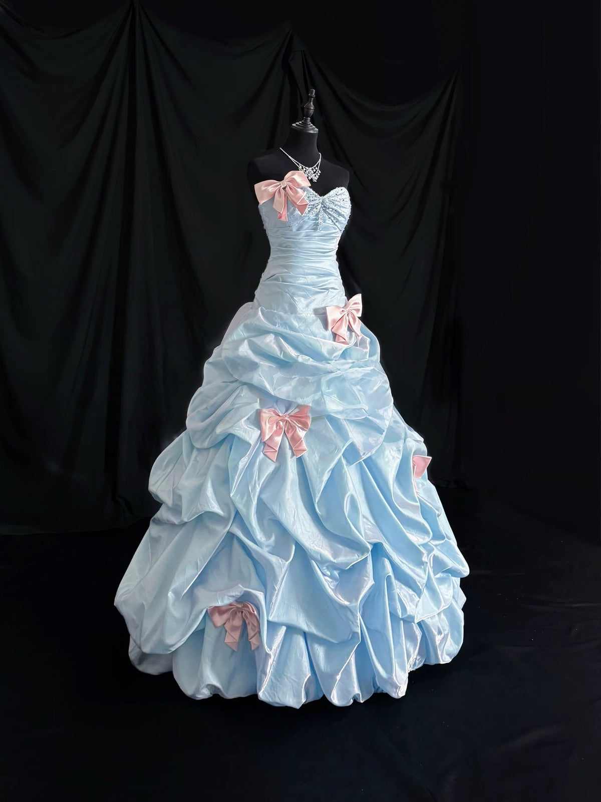 Sweetheart A-Line Blue Birthday Dress Quinceanera Dresses With Bow