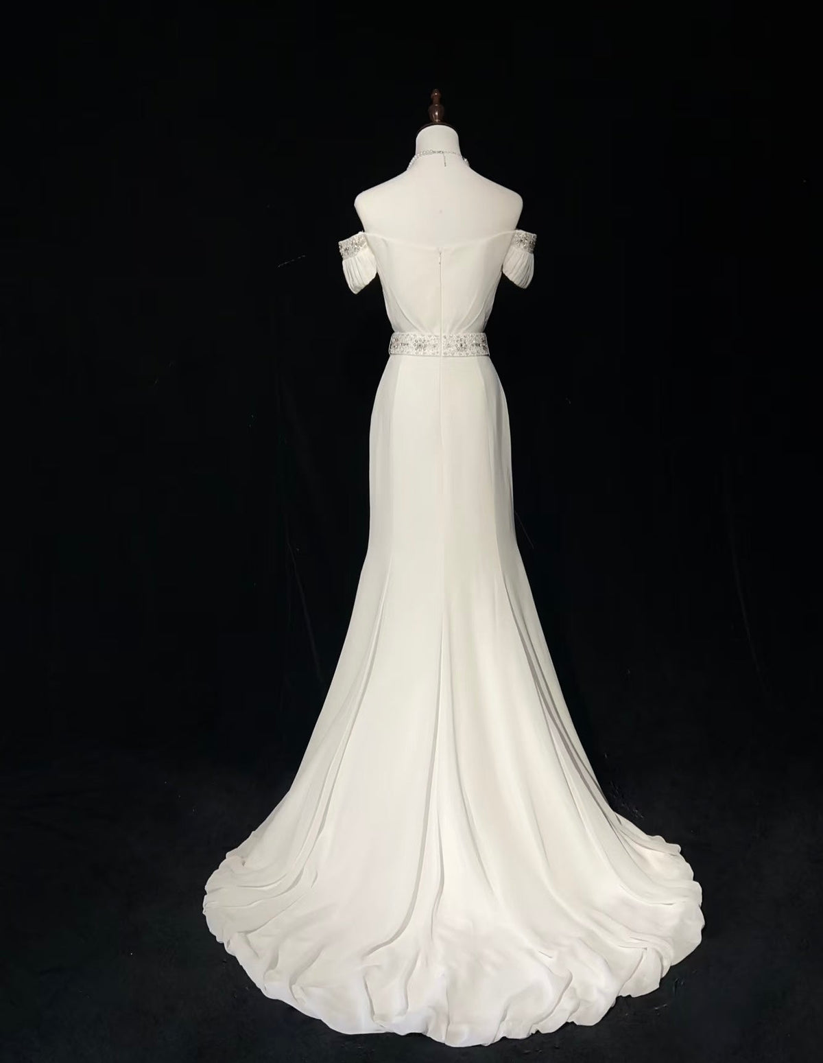 Off Shoulder Mermaid White Wedding Dress Bridal Dress J7978