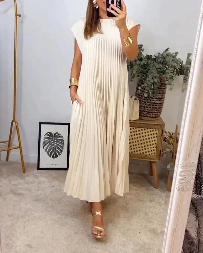 Iru Elevated Sleeveless Pleated Dress Statement Occasion Edit