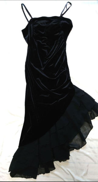 Black Velvet Tiered Cocktail Dress Prom Party Gowns Formal Dresses(Jacket not included) fg7231