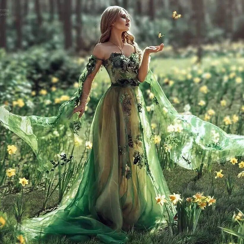 Glamorous Green Tulle Appliques A Line Evening Dress,Formal Prom Dress Party Gown