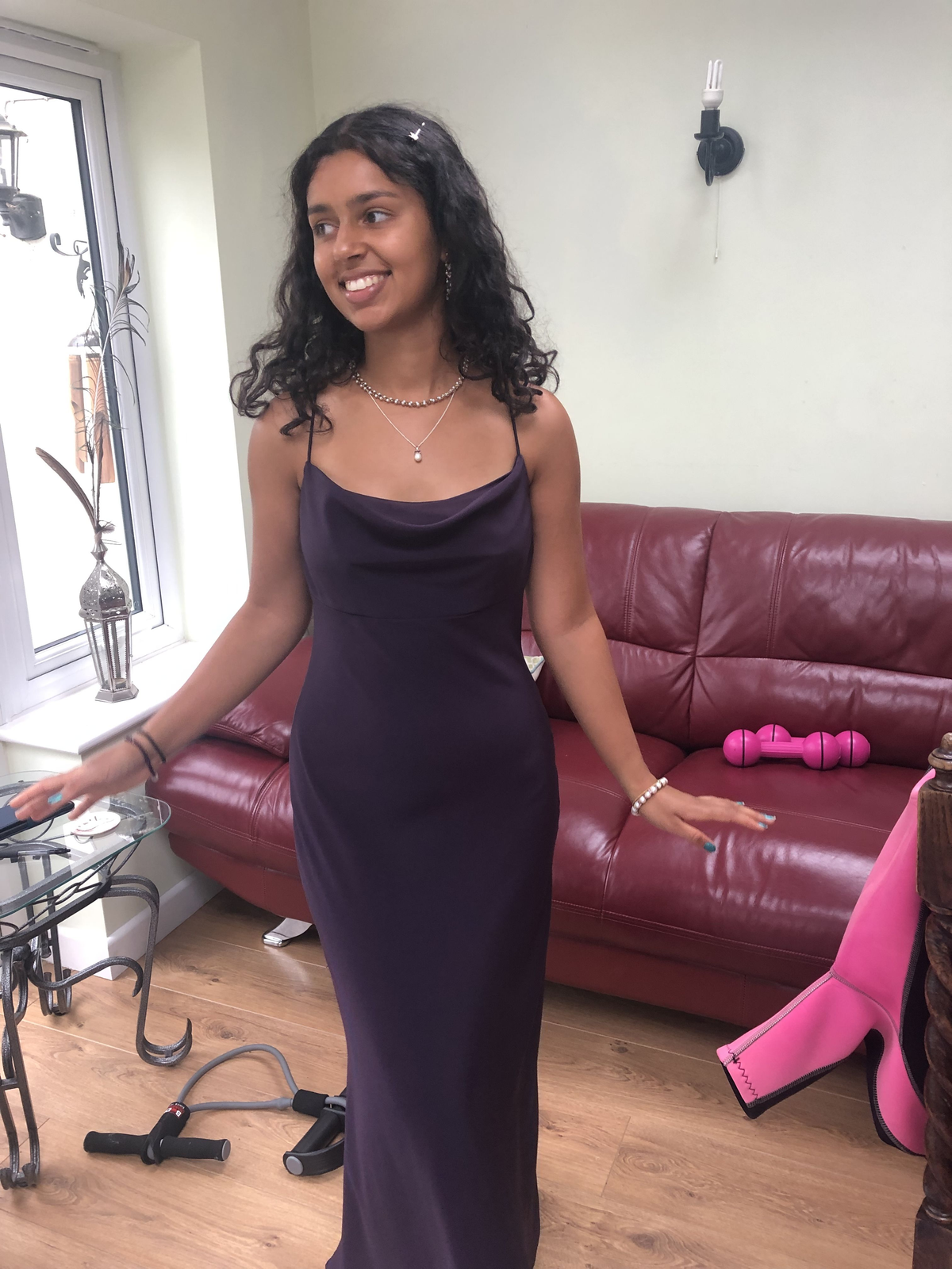 Elegant Dark Purple Cowl Neck Prom Dress,Winter Dance Dress - FashionDia