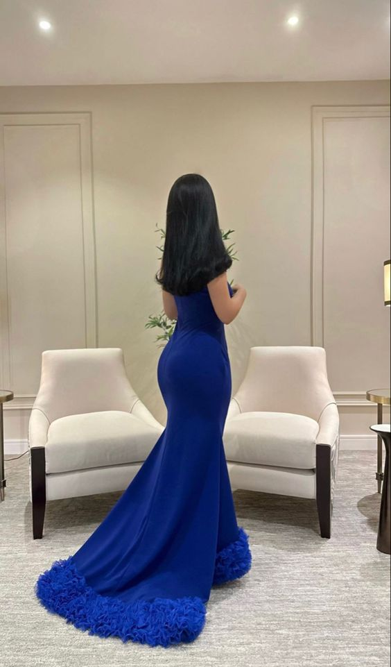 Elegant Blue Mermaid Evening Dress Blue Formal Dress Y6397 - View 2 | VelvetHem