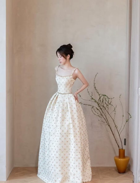 Elegant Spaghetti Straps Satin Print Floral Party Prom Dress,A-Line Evening Dress - FashionDia