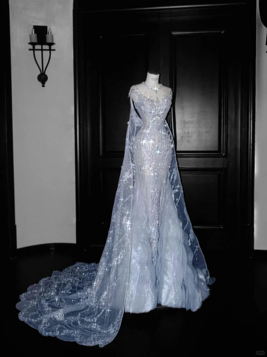 Classy Blue Tulle Beaded Mermaid Prom Dress,Formal Evening Dress Wedding Dress (ZD13762)