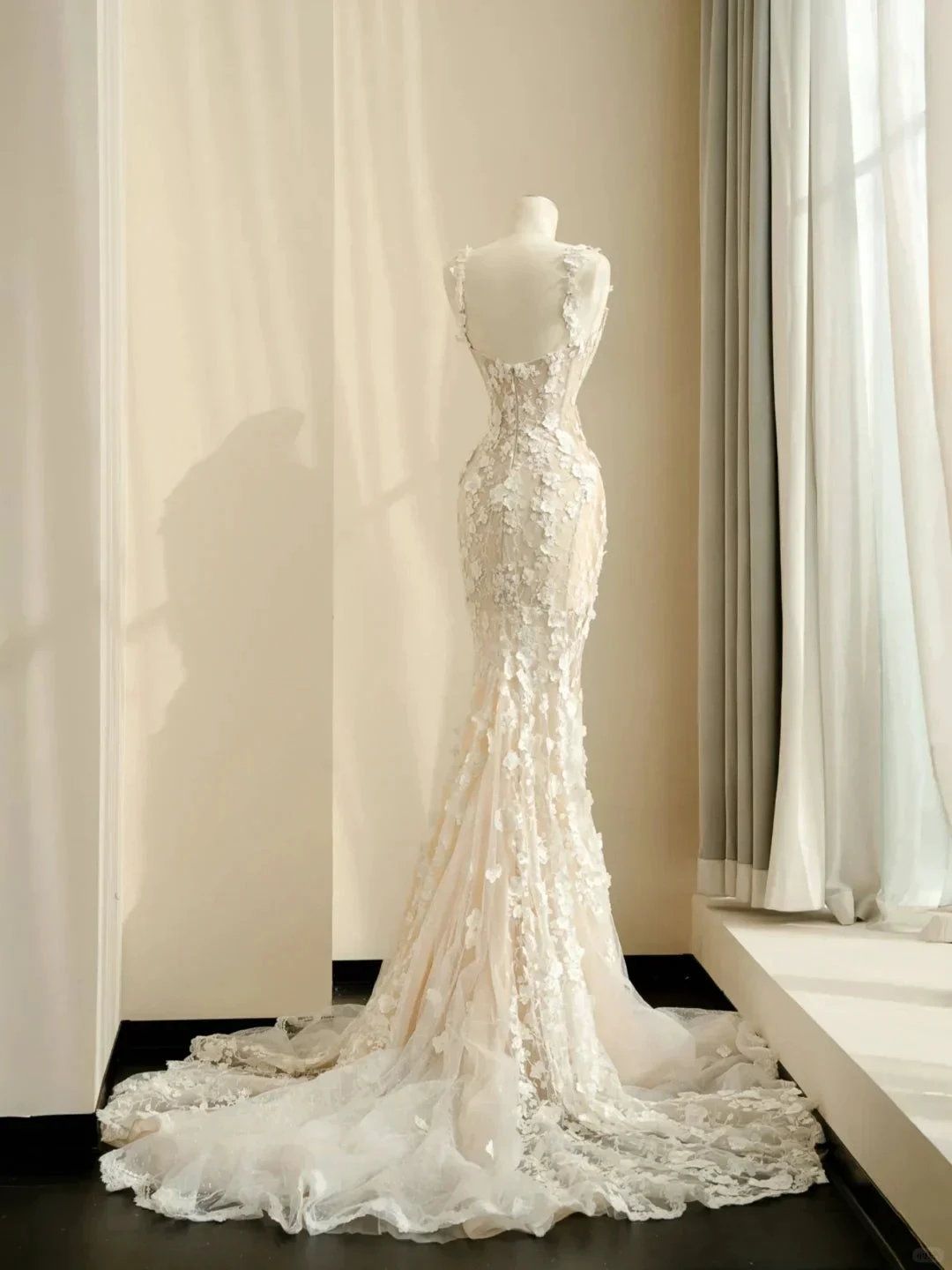 Classy Tulle Lace Appliques Mermaid Prom Evening Dress,Long Wedding Dress (ZD13774)