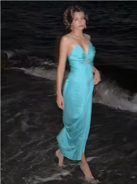 V-Neck Blue Spaghetti Straps Party Prom Dress Sexy Evening Gown - View 5 | FashionDia