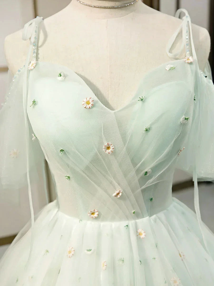 Simple Sweetheart Neck Tulle Short Dresses Puffy Green Homecoming Dresses (ZD12125)