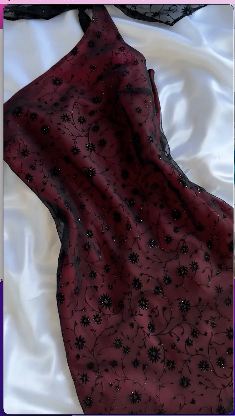Pretty Burgundy One-Shoulder Tulle Sequins Evening Dress,Long Mermaid Party Prom Gown - View 2 | FashionDia