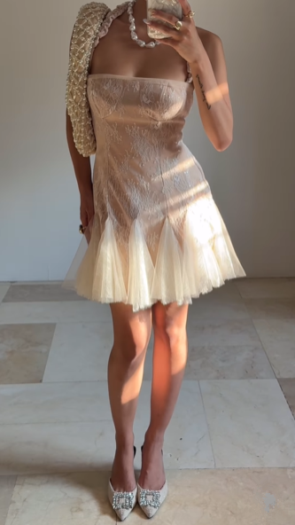 Sweet Tulle Lace Halter Short Homecoming Party Dress - View 5 | FashionDia