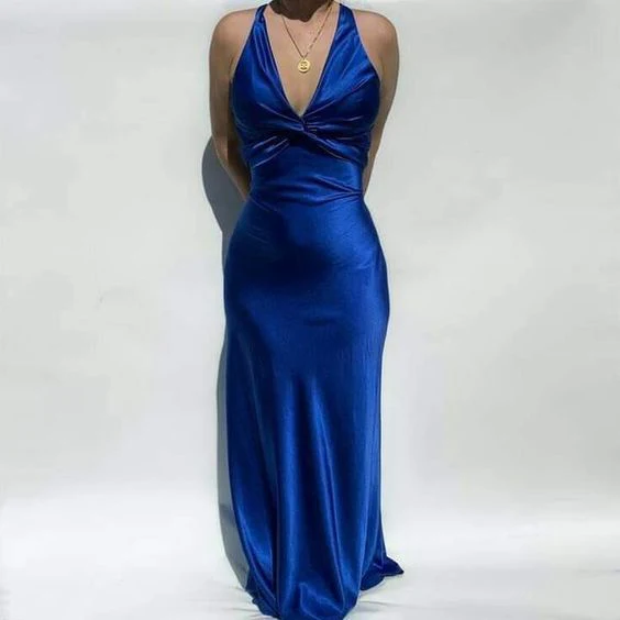 Sexy V-Neck Long Prom Evening Dresses, Simple Party Dresses - View 10 | FashionDia