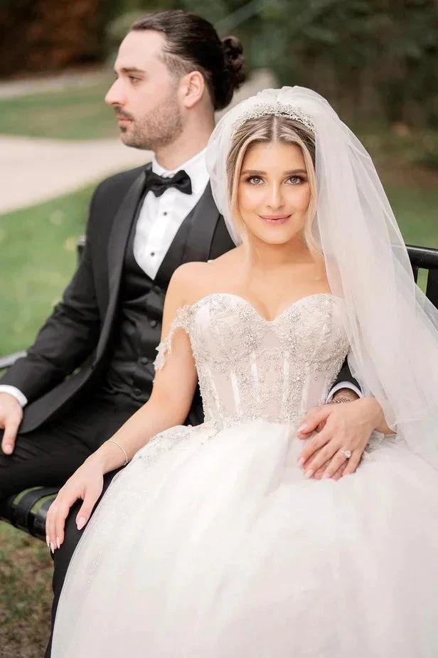 Fairy A Line Sweetheart Tulle Wedding Dresses with Beading (ZD16145)