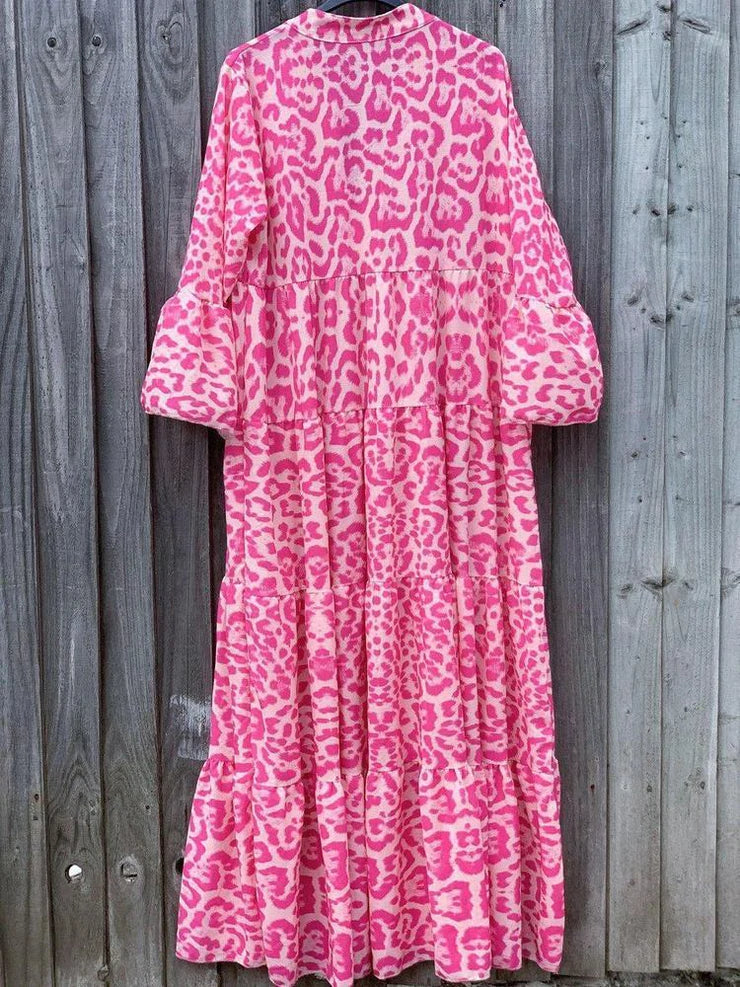 Viviana Effortless Long Women's Dress with Leopard Print Statement Occasion Edit