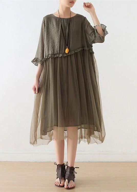 2022 Blue Tulle Maxi dresses patchwork chiffon Summer Dresses - Omychic