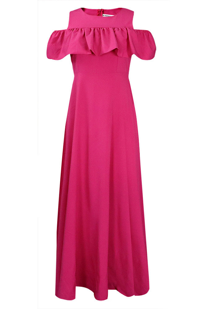 Fuchsia A-Line Off Shoulder Prom Dress Evening Gown - Fashionpara