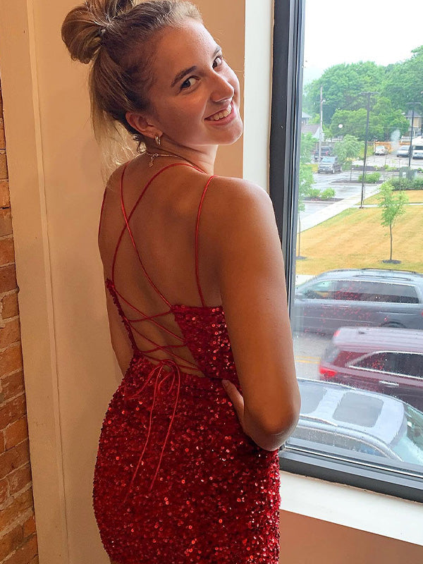 Corset Back Short Sequin Homecoming Dress