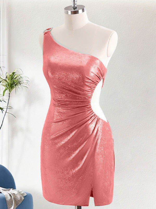 One Shouder Bodycon Short Homecoming Dress