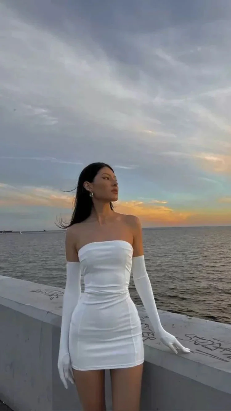 Cute White Strapless Homecoming Dress Sexy Bodycon Dress (ZD12280)