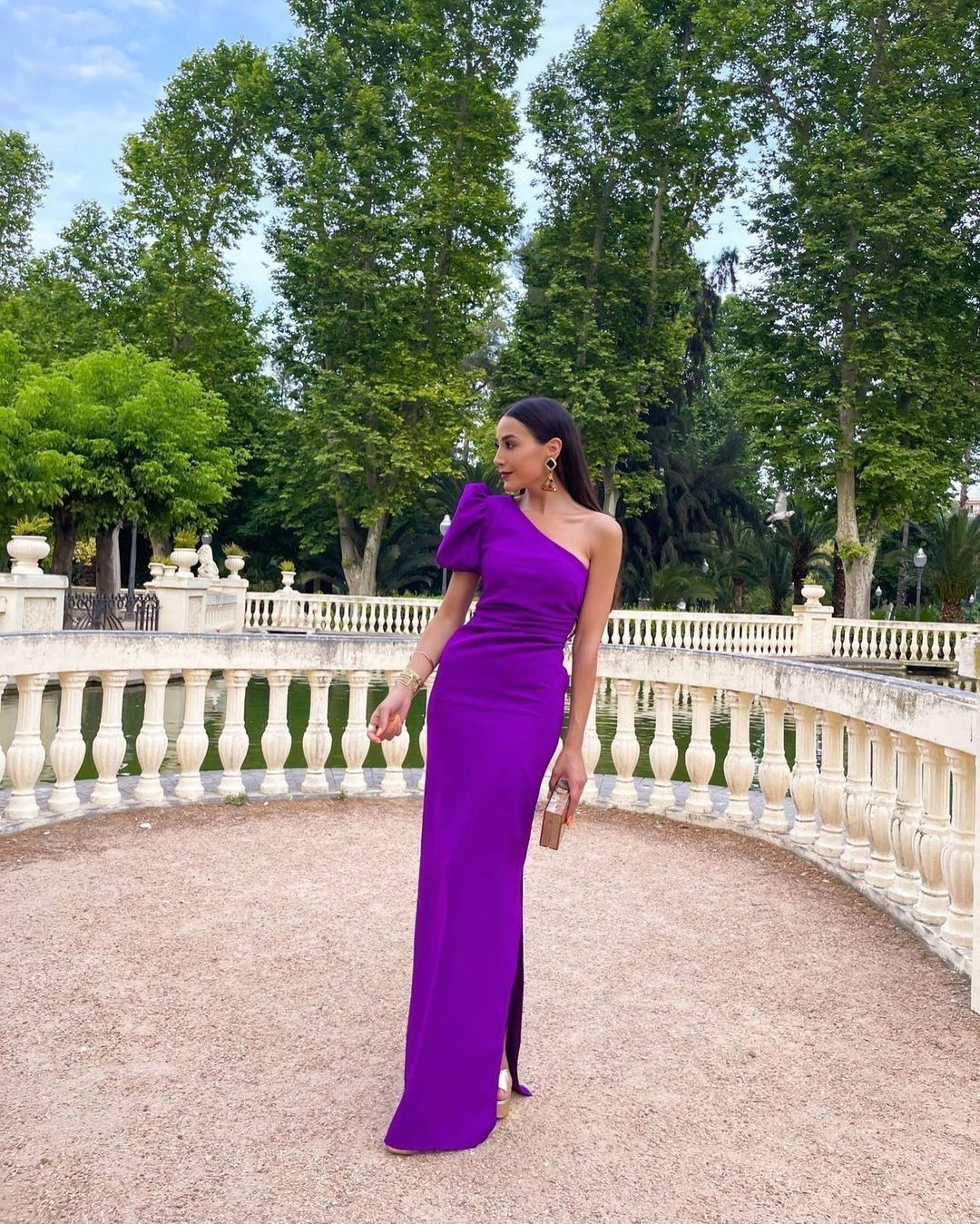 Purple One Shoulder Long Prom Dress,Purple Wedding Guest Dress